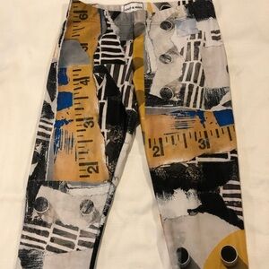 Abstract Print Leggings in Mustard, Blue & Black